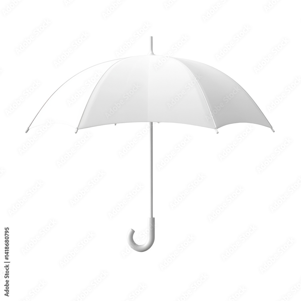 A white umbrella is shown in a white background A white umbrella is shown in a white background