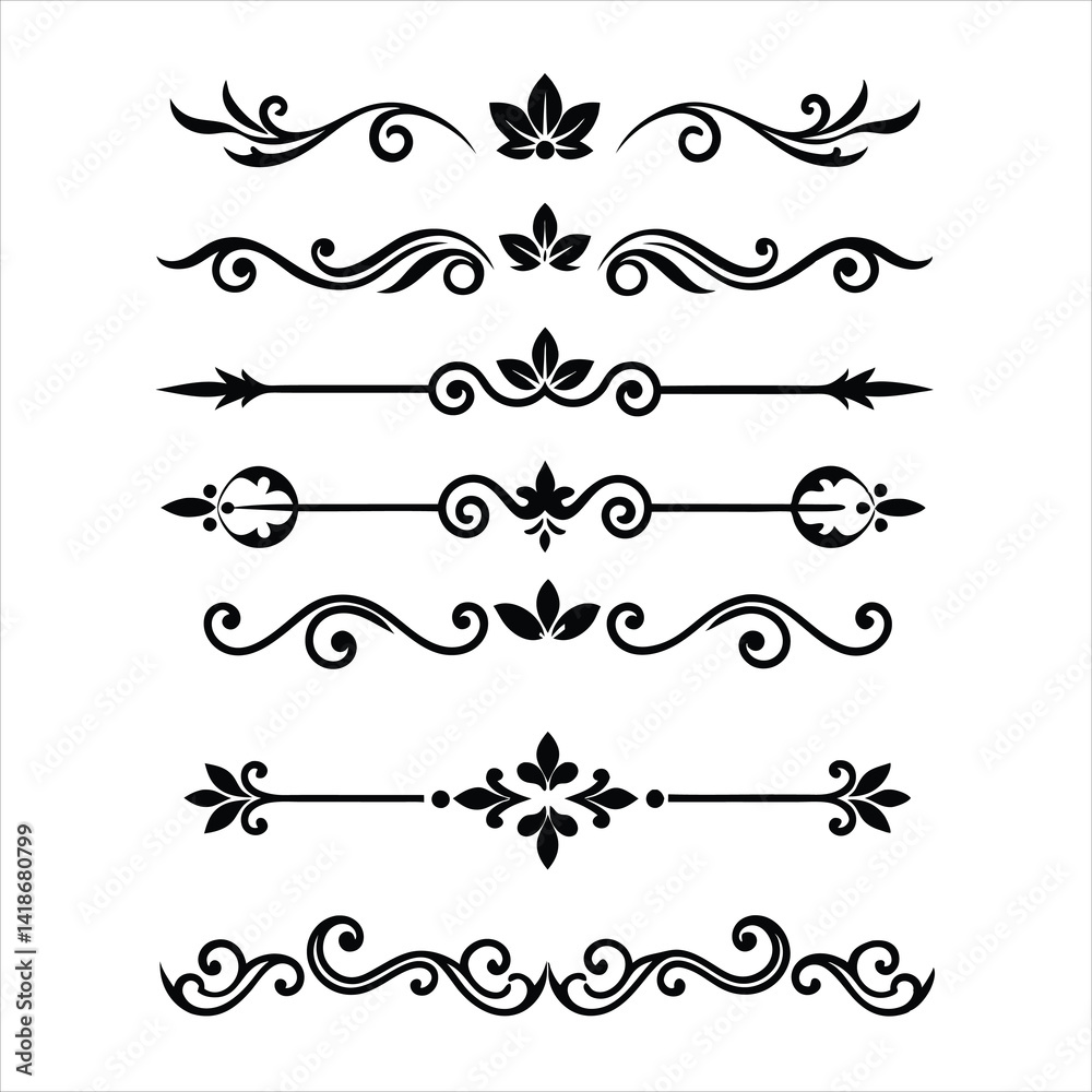 Silhouette Border Ornament Vector Collection. Silhouette Border Ornament Vector Collection.