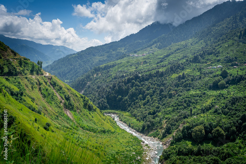 Beautiful landscape of Barot valley. It is situated in  valley formed by the Uhl River, part of the Dhauladhar range of the Himalayas. It is near to Bir Biling which is famous for Paragliding in India photo