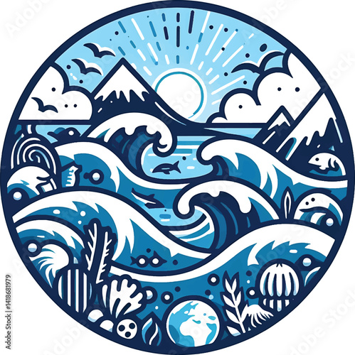 world ocean day design illustration stock photos