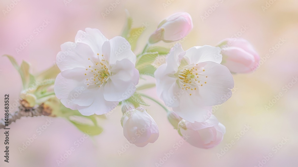 Delicate Cherry Blossoms in Soft Pastel Gradient with Gentle Floral Details Delicate Cherry Blossoms in Soft Pastel Gradient with Gentle Floral Details