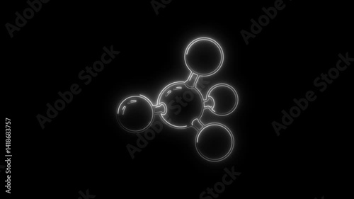 Glowing neon molecules icon 4k  isolated on black background. HD Video motion graphic animation