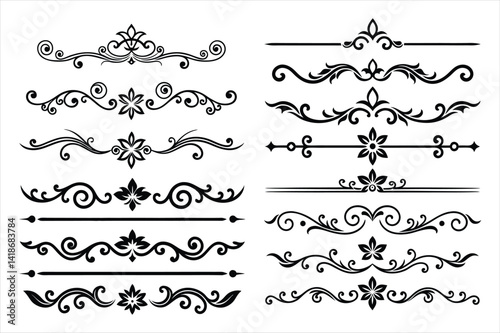 Silhouette Border Ornament Vector Collection.