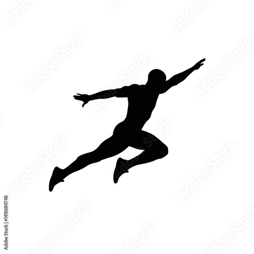 Silhouette of a runner in motion against a plain background  