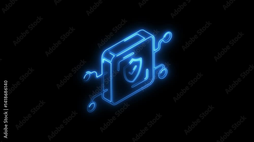 Glowing neon networking icon 4k isolated on black background. HD Video motion graphic animation