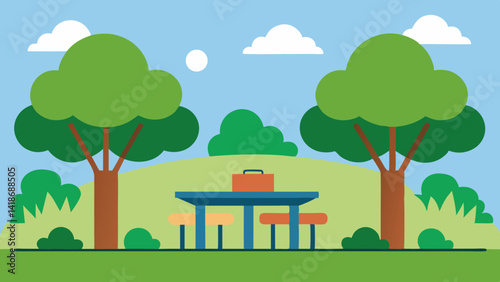 Shaded Picnic Spot with Grill and Outdoor Table