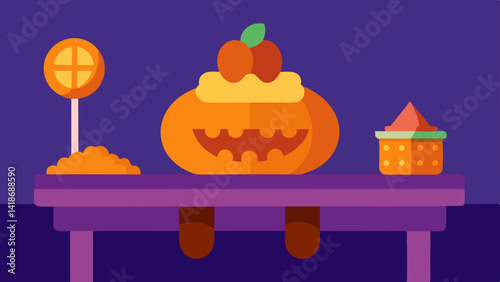 Spooky Pumpkin Pie and Candy Buffet Background