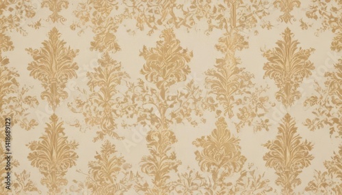 Subtle gold damask on cream, classic elegance, repeating pattern , pattern, luxury, art