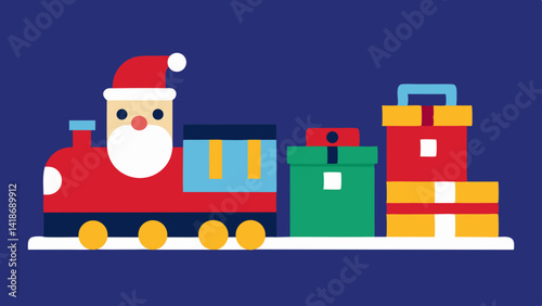 Christmas Train Scene with Santa Claus
