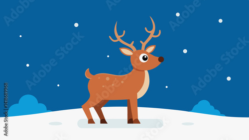 Reindeer Playing Joyfully in Snowy Scene