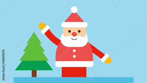 Cheerful Santa by Decorated Tree Background