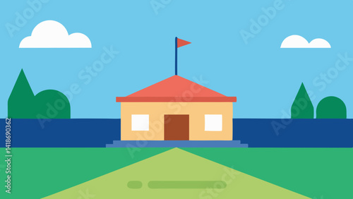Morning Assembly Ground with School Flagpole