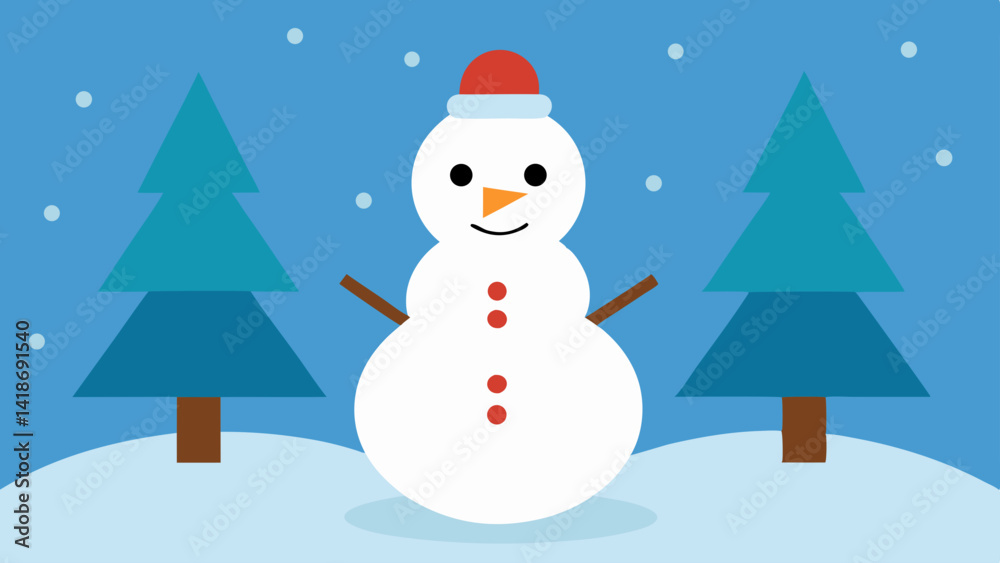 Obraz premium snowman with christmas tree