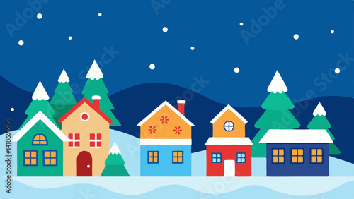 winter landscape with houses