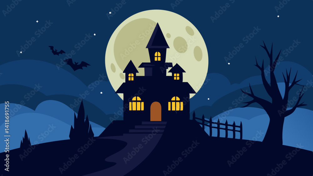 halloween castle with bats halloween castle with bats
