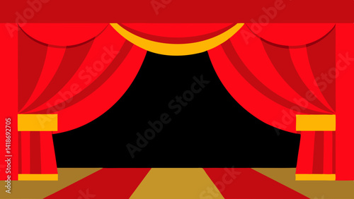 red stage curtain with spotlight
