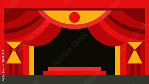 theater stage with red curtains