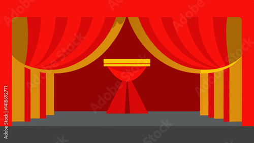 theater stage with red curtains and spotlight