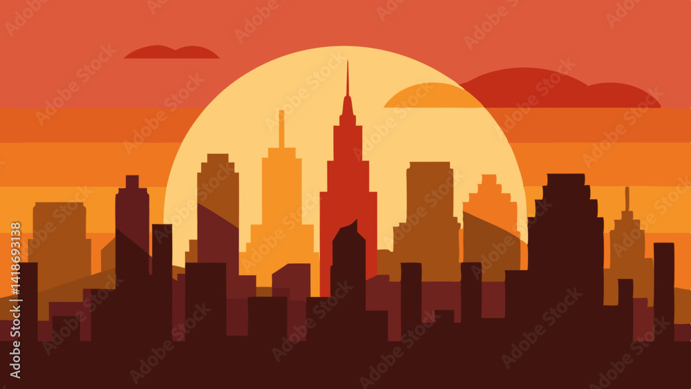 Naklejka premium seattle skyline at sunset