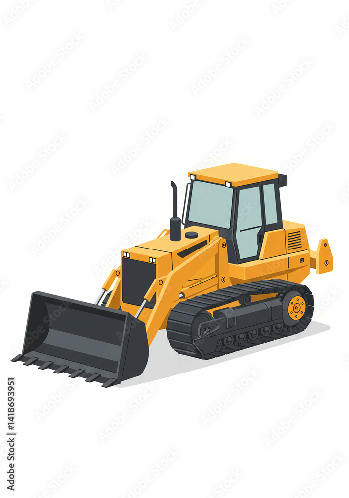 Fototapeta premium Illustration of a Yellow Bulldozer on White Background
