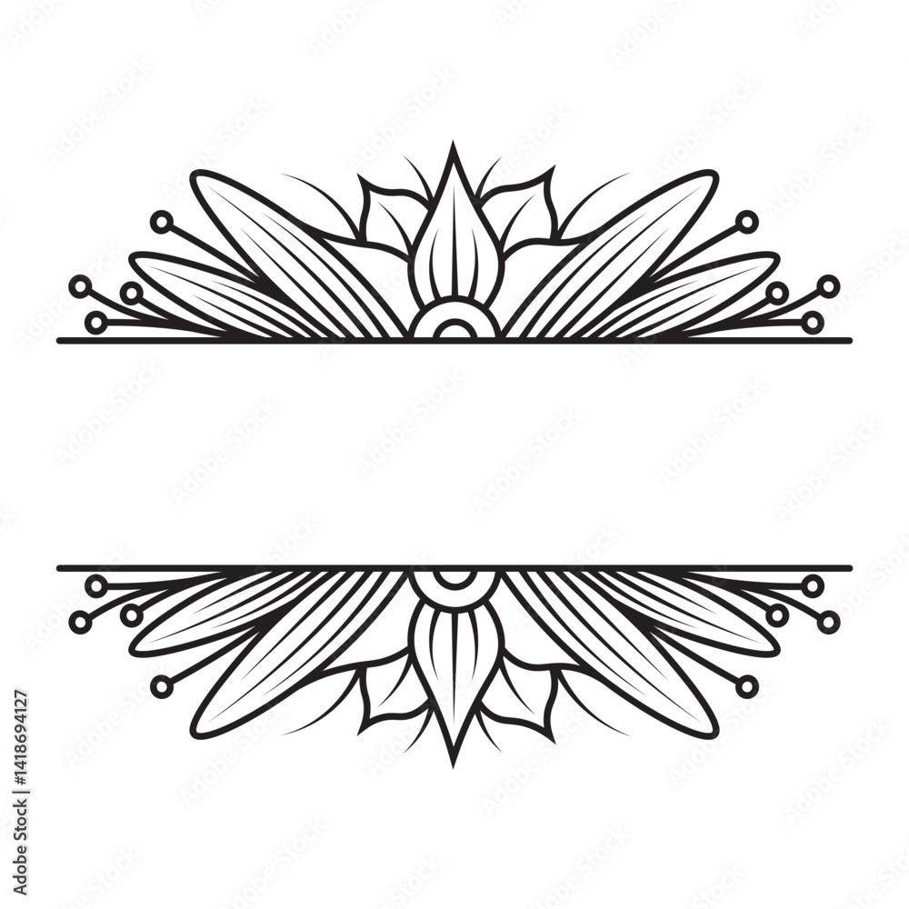 Obraz premium Floral Border Divider on White Background. Vector Illustration.
