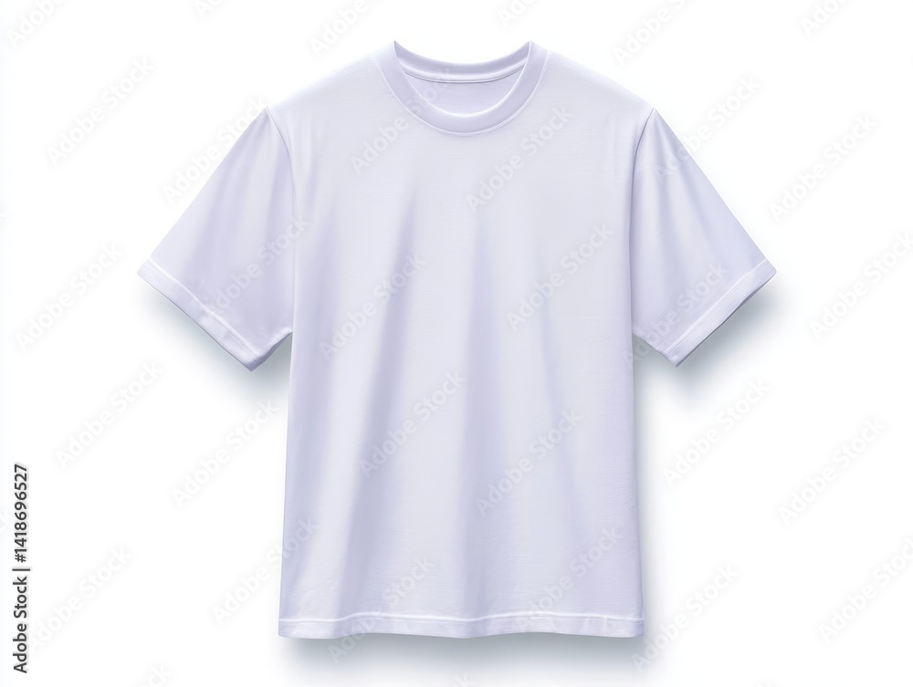 Clean white tshirt on minimalist wall, blank canvas for style and design closeup Clean white tshirt on minimalist wall, blank canvas for style and design closeup