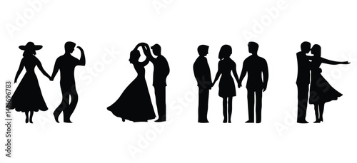 silhouettes of couple dancing 