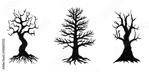 dead tree silhouette vector