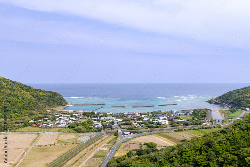 奄美大島 屋仁集落 空撮 奄美大島 屋仁集落 空撮