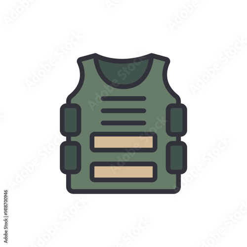 Body armor colored icons, minimalist vector illustration ,simple transparent graphic element .Isolated on white background