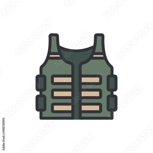 Body armor colored icons, minimalist vector illustration ,simple transparent graphic element .Isolated on white background
