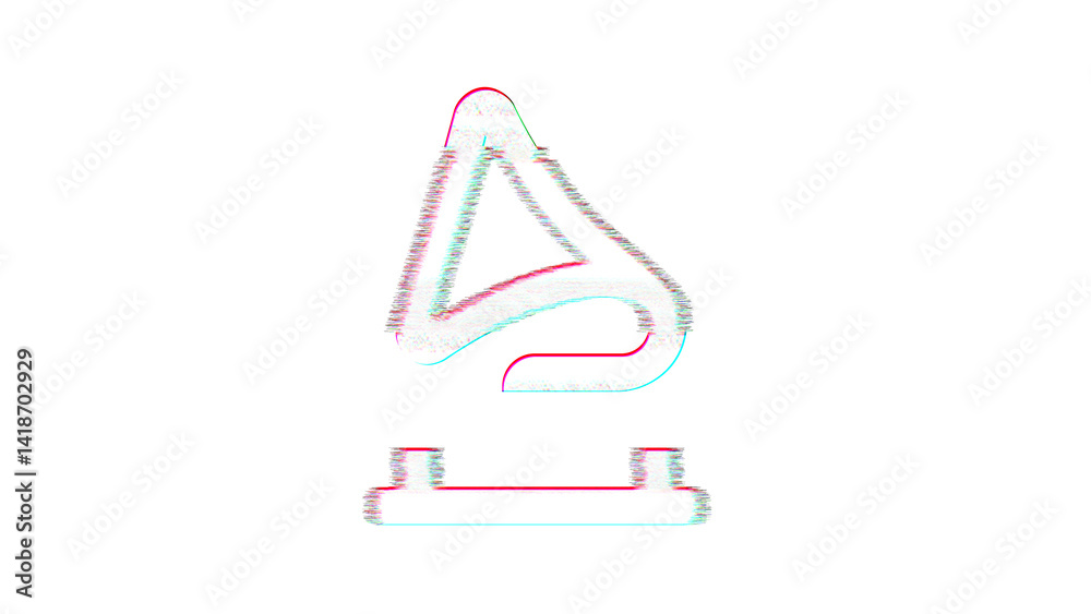 Icon gramophone is distorted. Glitch. Noise, chromatic aberration, geometric distortion