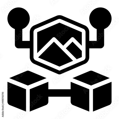 NFT, Non Fungible Token, Crypto Art Glyph Solid Icon