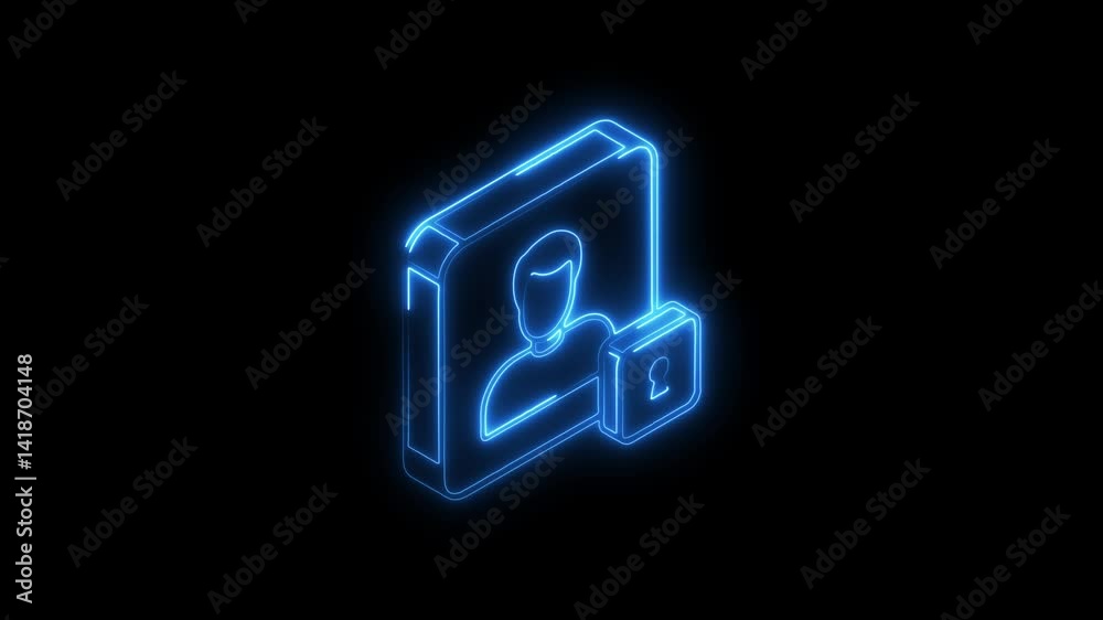 Glowing neon profile user icon 4k isolated on black background. HD Video motion graphic animation Glowing neon profile user icon 4k isolated on black background. HD Video motion graphic animation