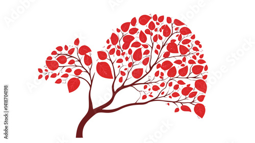The image presents a stylized illustration of a tree rendered in a minimalist vector art style.  The tree's branches are depicted with thin, elegant lines
