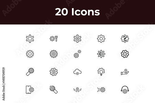 Setting and Setup line icon set. Set of outline icons related to setting, setup, option, installation, control and others vactor design.