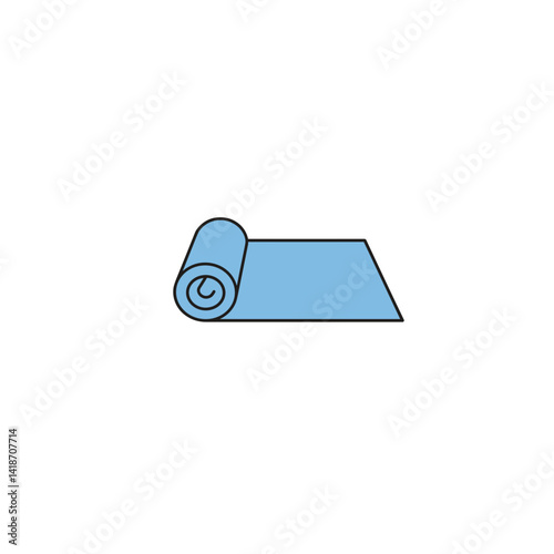Blue Yoga Mat Rolled Up on White Background  