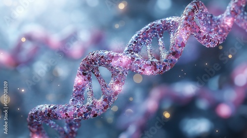 Close-up of a DNA strand bending into a wave with minimal background,generative ai illustration