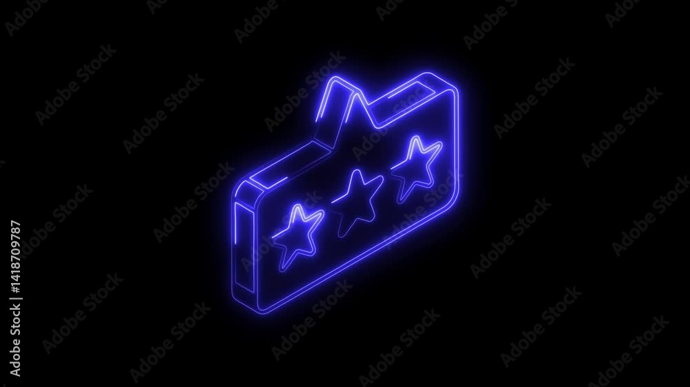 Glowing neon review icon isolated on black background. HD Video motion graphic animation Glowing neon review icon isolated on black background. HD Video motion graphic animation