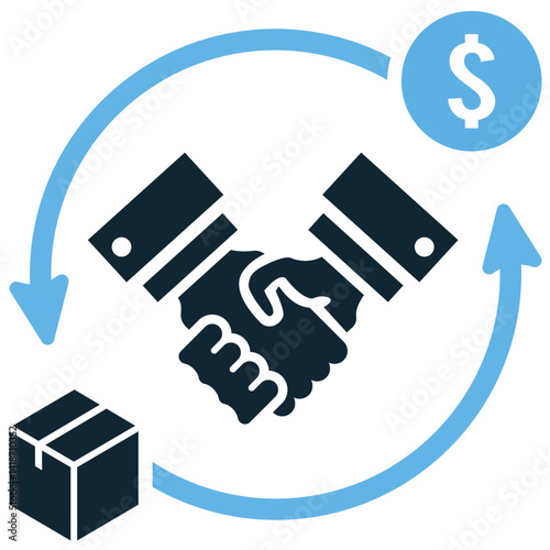 Product trade icon vector for goods exchange, commerce planning, and shipping system. Ideal for export import logistics, economic flow, and distribution design.