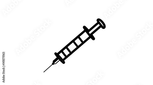 Medical syringe drawing in black and white style  