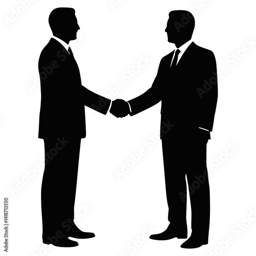Businessmen Handshake Silhouette Symbolizing Trade Agreement and Partnership