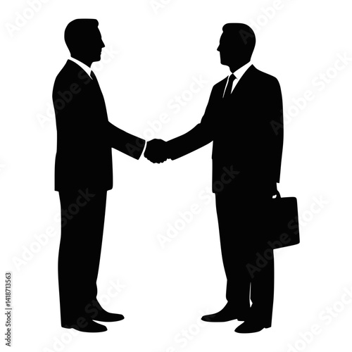 Businessmen Handshake Silhouette Symbolizing Trade Agreement and Partnership