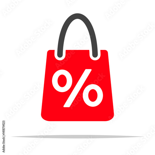 Shopping bag discount sale icon transparent vector isolated