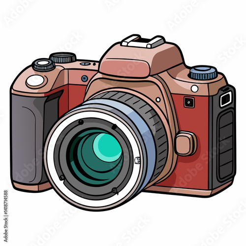retro camera on white background