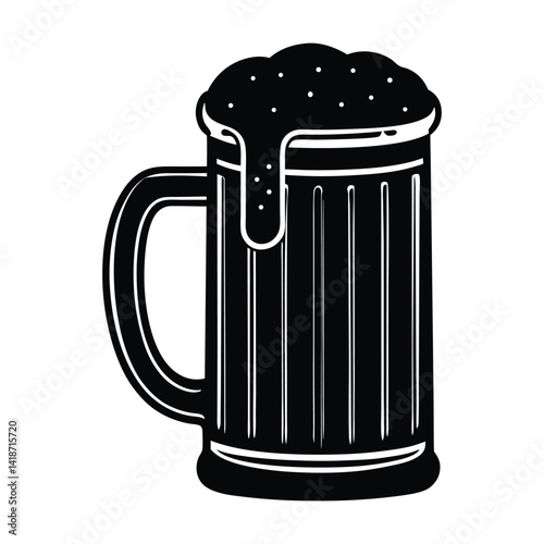 Beer mug and glass with foam next to a trash bin icon, representing waste and recycling