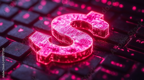 Pay-per-click ad system represented by mouse clicking a glowing dollar sign,generative ai illustration