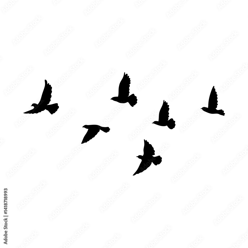 Fototapeta premium Flying birds silhouette flock. Vector illustration 