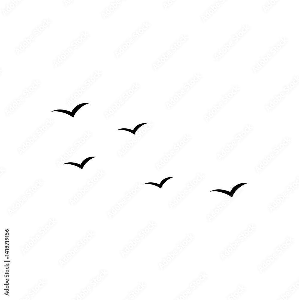 Fototapeta premium Flying birds silhouette flock. Vector illustration 