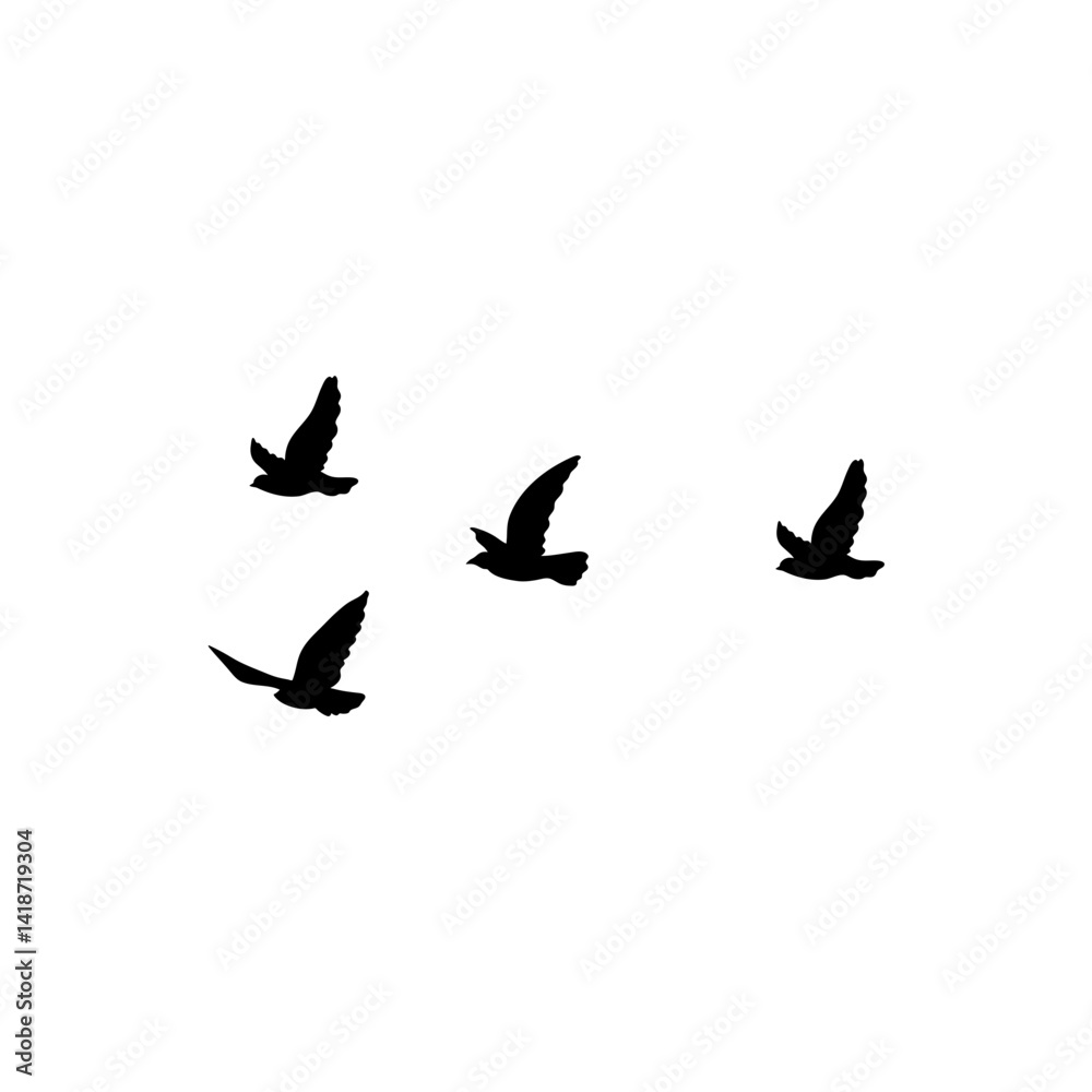 Fototapeta premium Flying birds silhouette flock. Vector illustration 